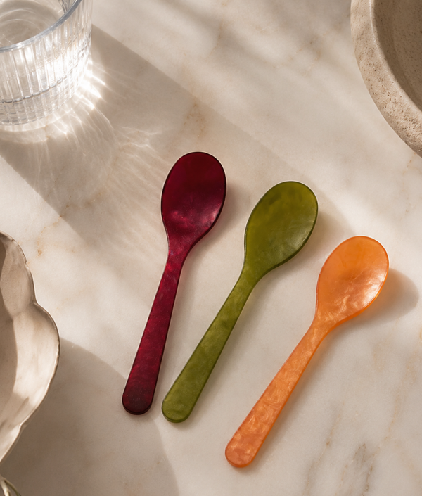 Piccolo Spoon Set, Gold / Olive / Wine