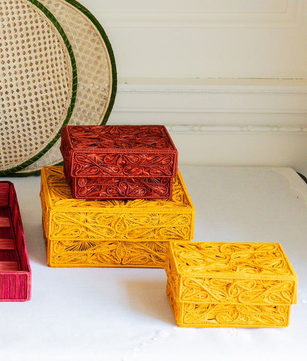 Trebol Decorative Box Medium, Mustard