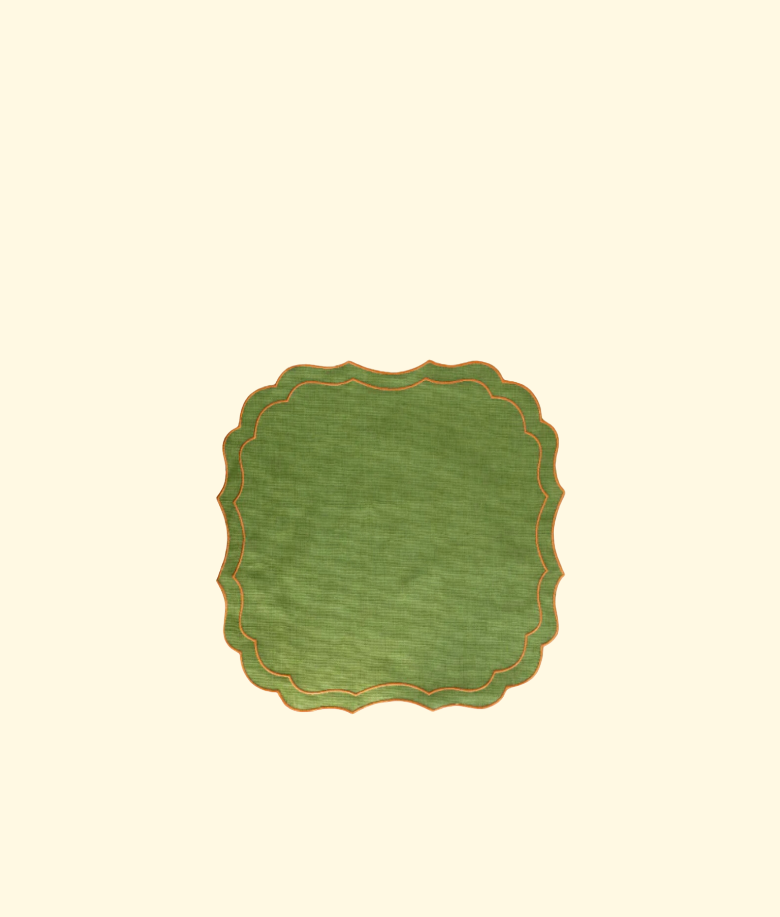 Scalloped Linen Placemats, Green