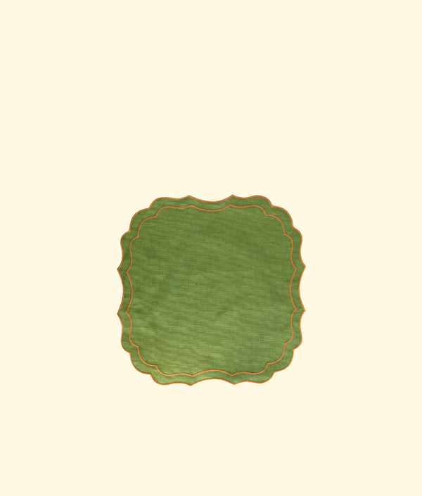 Scalloped Linen Placemats, Green