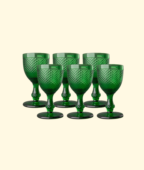 Stemmed White Wine Glass, Green