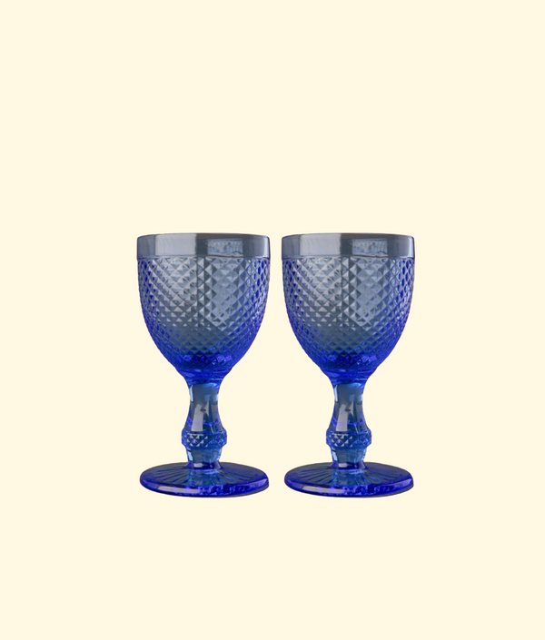 Stemmed Water Glass, Light Blue