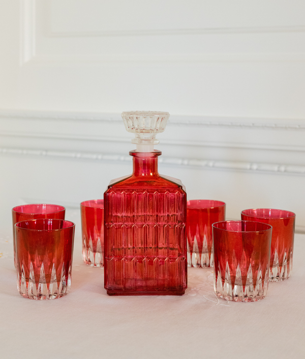 1930s Vintage Austrian Decanter and Glass Set