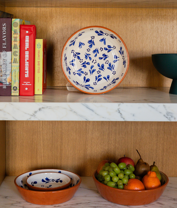 Fleure Bowl Trio, Cobalt Blue / White