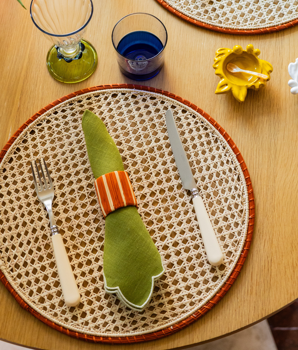 Rayas Napkin Ring, Terracotta / Nude