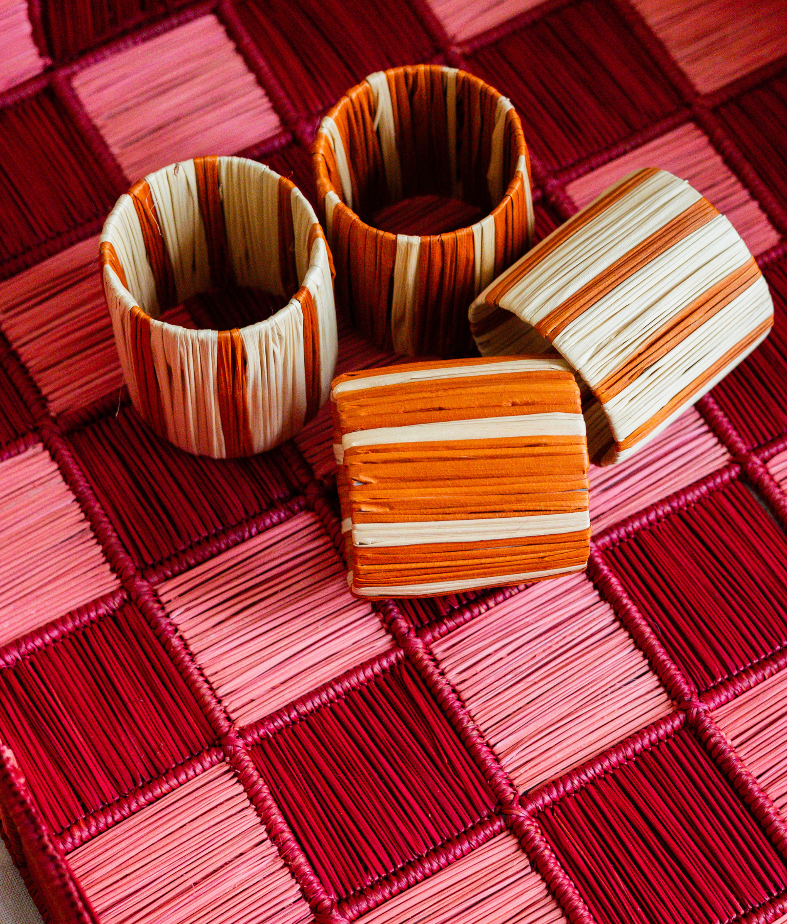 Rayas Napkin Ring, Nude / Terracotta