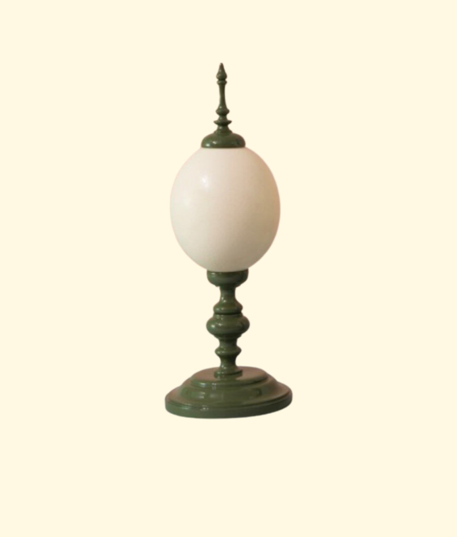 Noto Lacquered Ostrich Egg Object, Olive Green