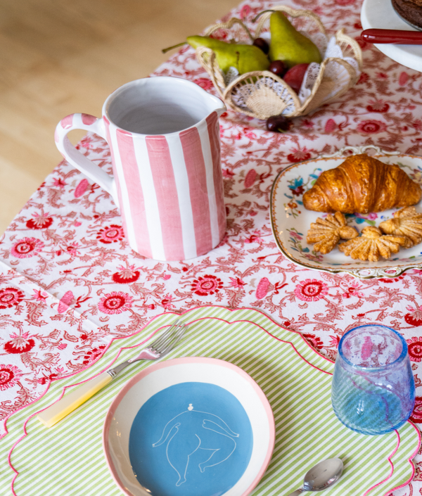 Salerno Jug, Bold Pink Stripe