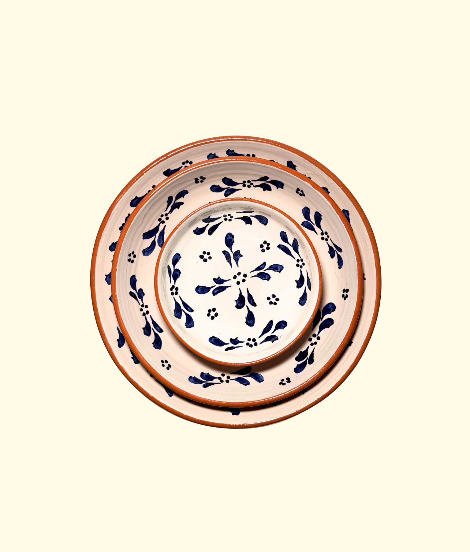 Fleure Bowl Trio, Cobalt Blue / White