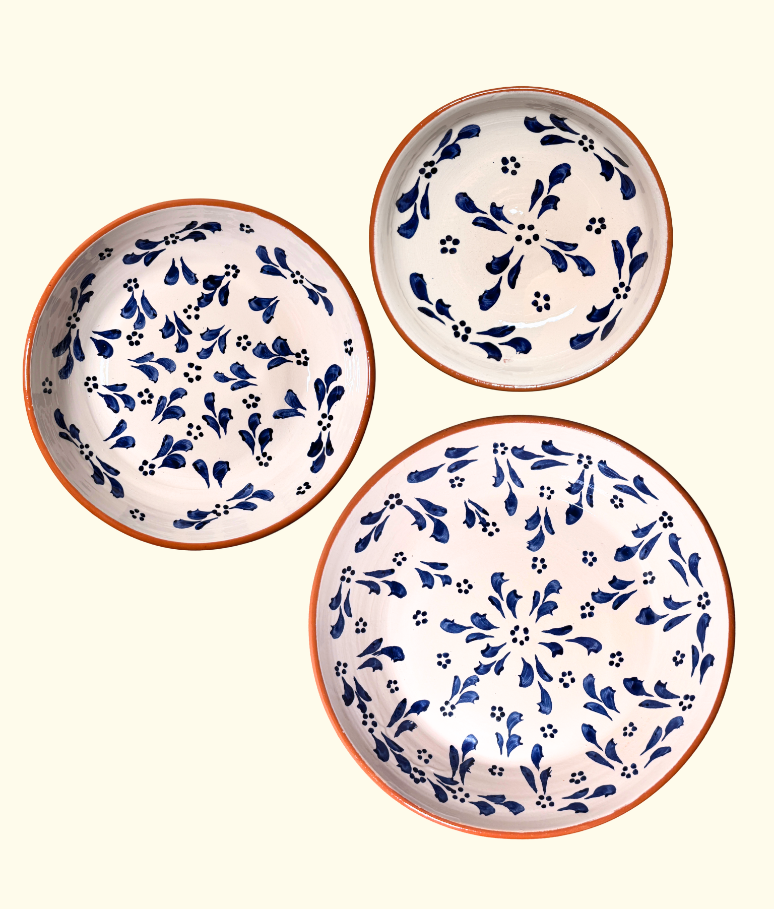 Fleure Bowl Trio, Cobalt Blue / White
