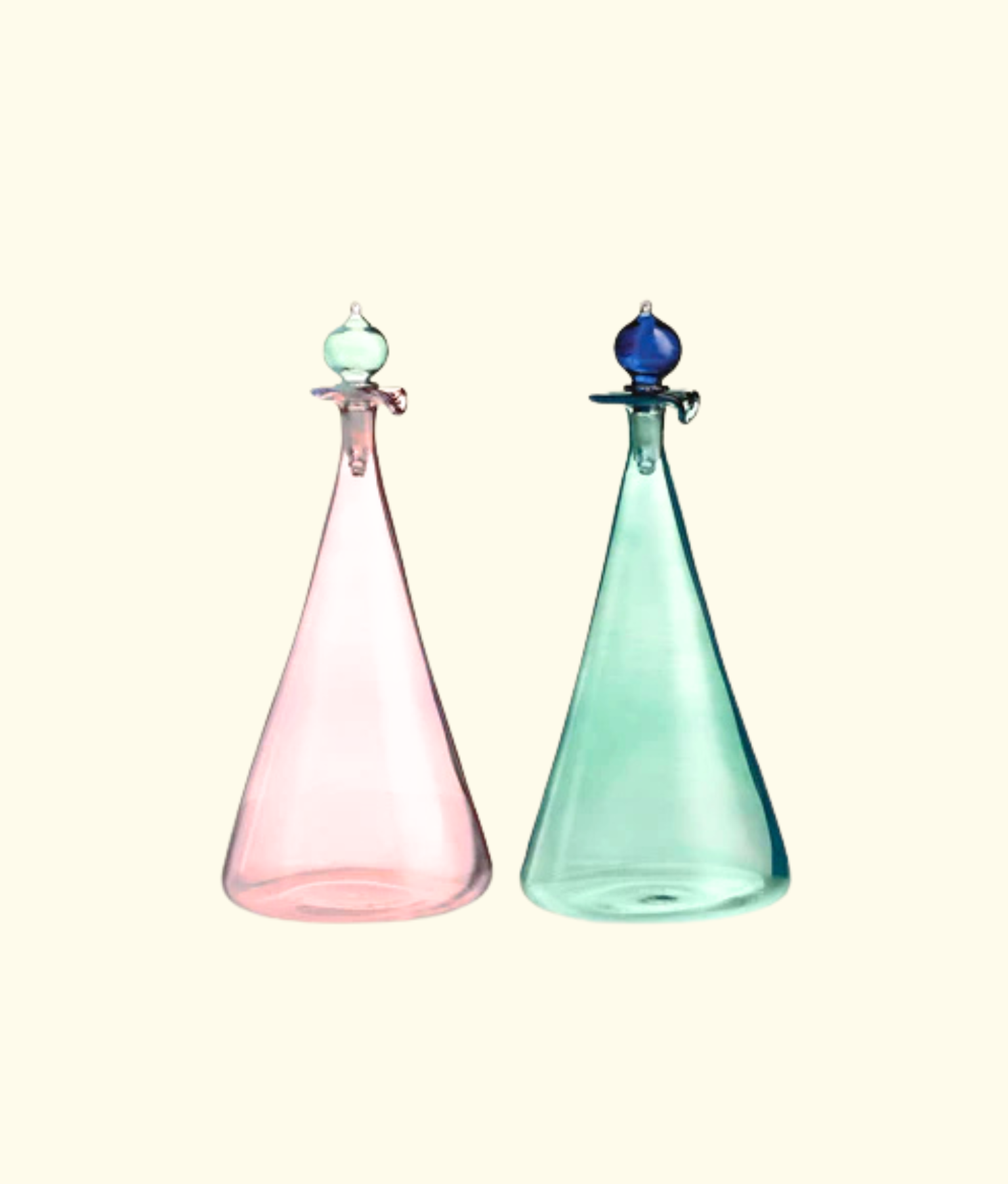 Couple Vinegar & Oil Flasks, Green / Rose