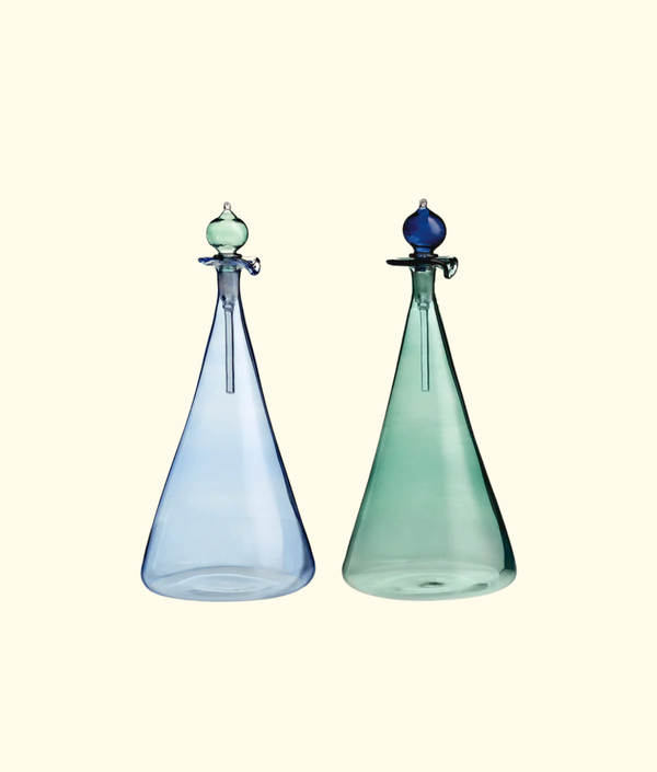 Couple Vinegar & Oil Flasks, Green / Light Blue