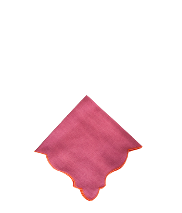 Scalloped Linen Napkin, Pink