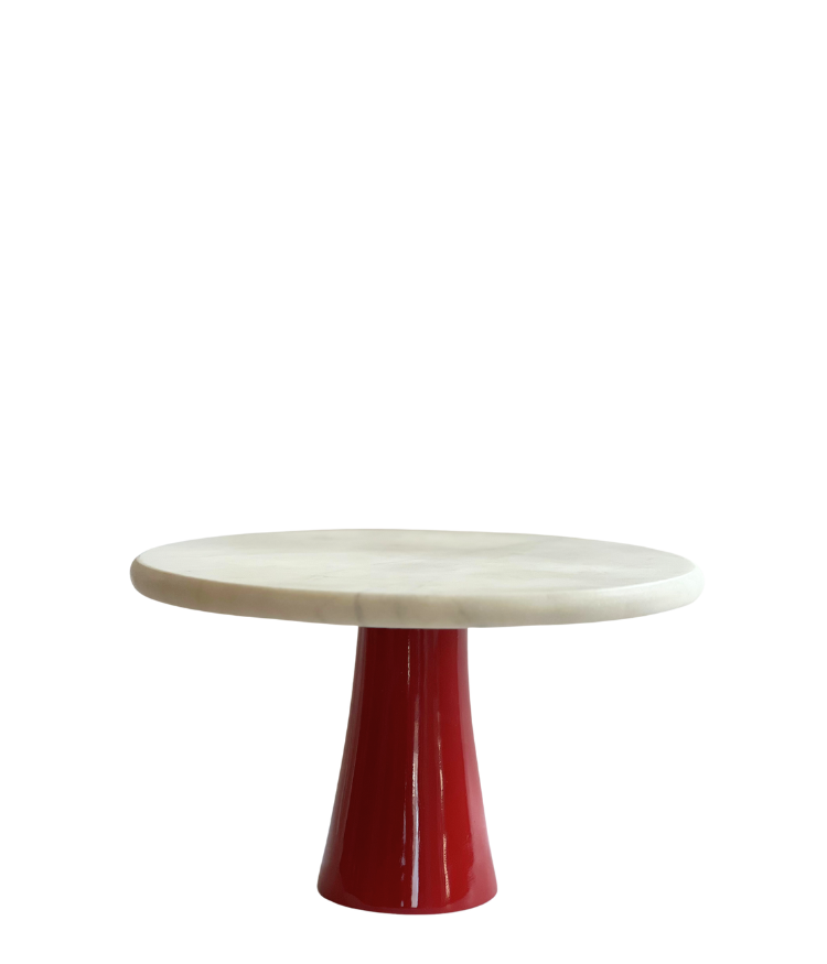 Roma Lacquered Marble Cake Stand, Red