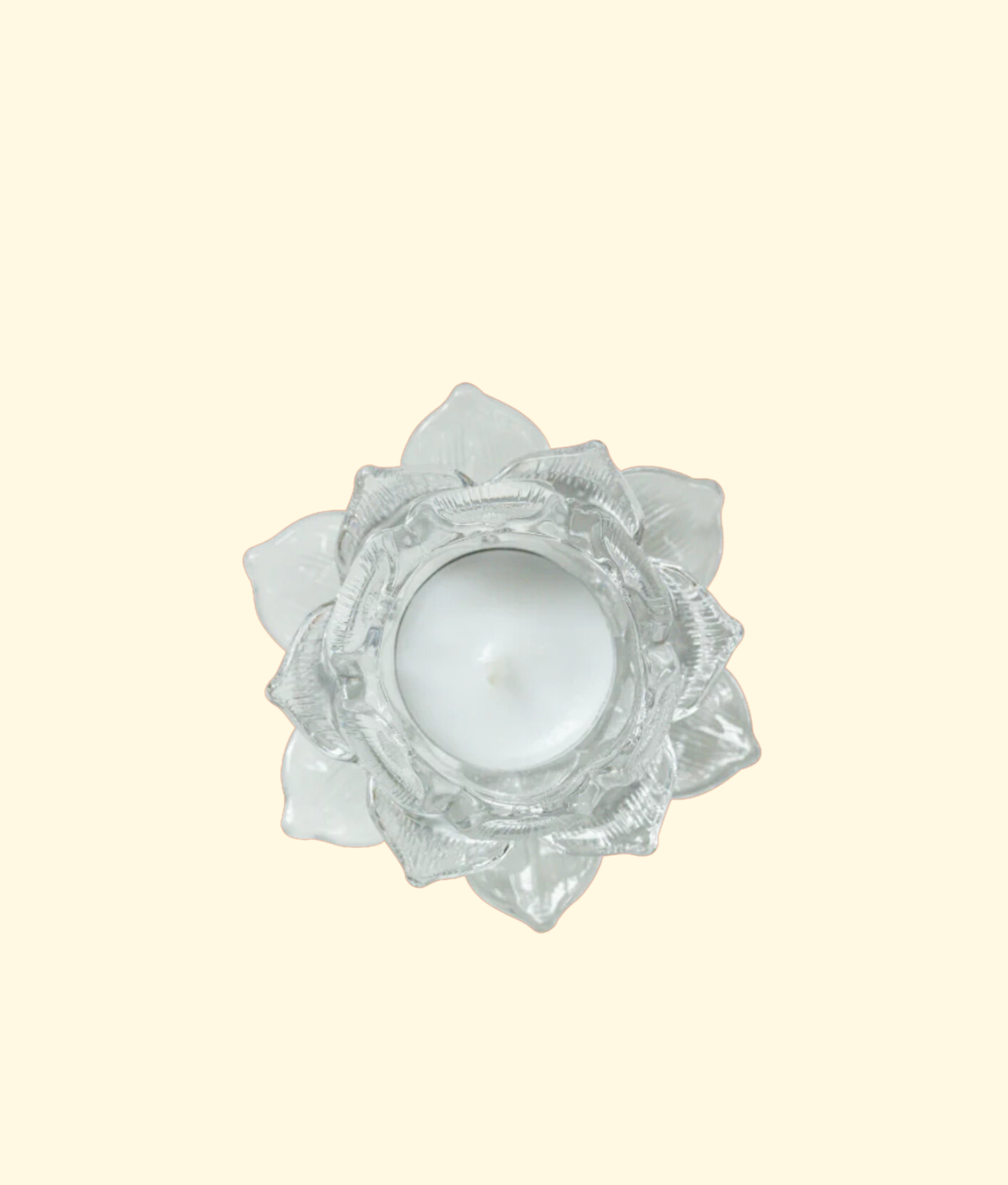 Floral Glass Candle Holder, Clear