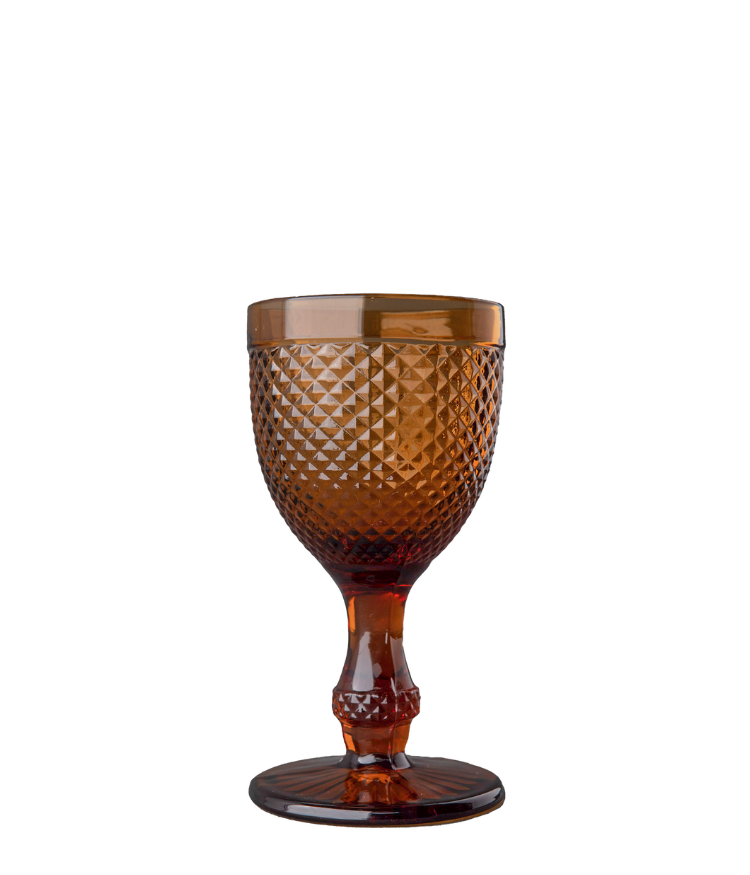 Stemmed Water Glass, Dark Amber