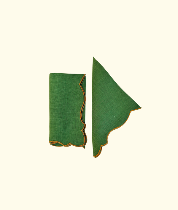 Angelina Linen Napkins, Artichoke / Orange