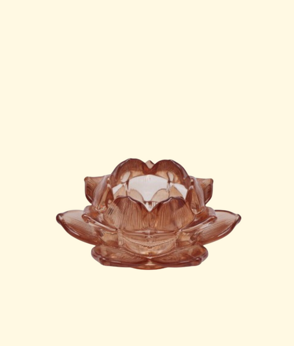 Floral Glass Candle Holder, Amber