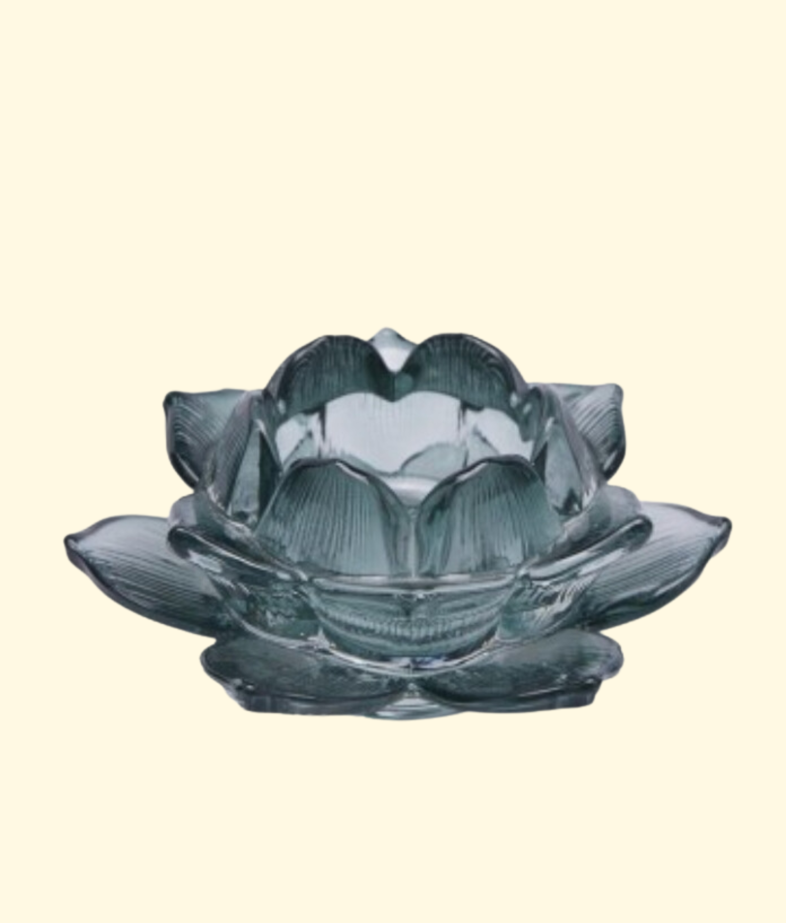 Floral Glass Candle Holder, Green