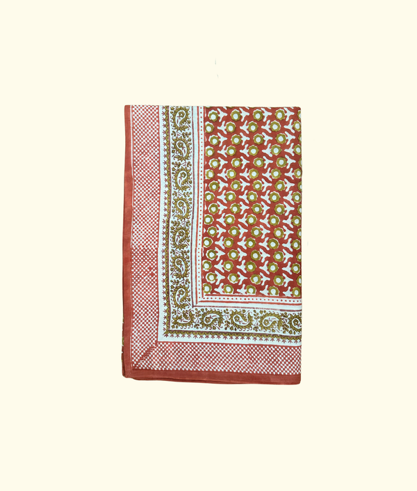 Lotus Garden Table Cloth, Rust