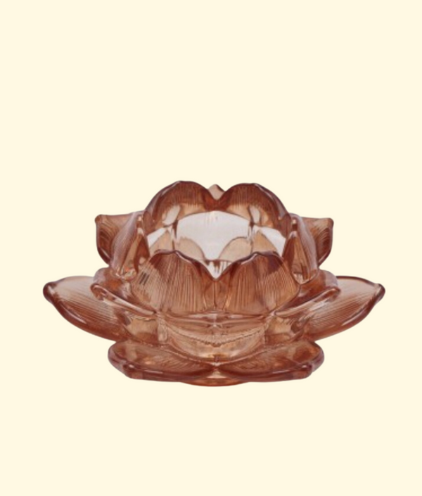 Floral Glass Candle Holder, Amber