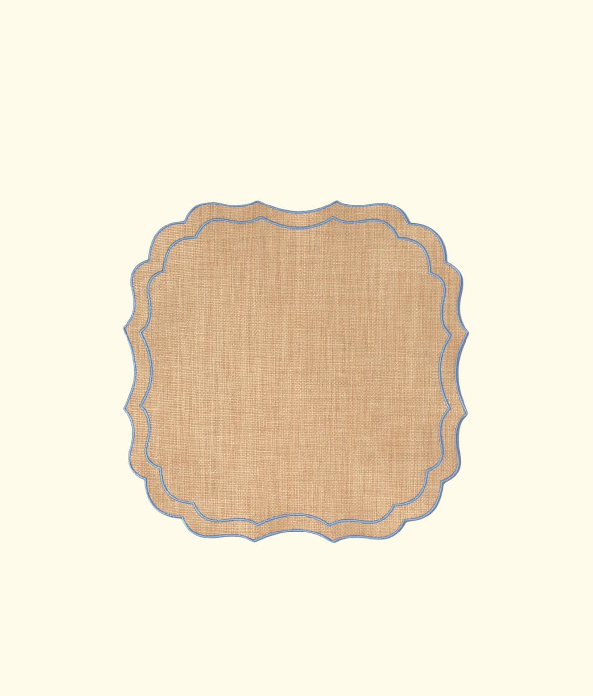 Scalloped Raffia Placemats, Azzurro