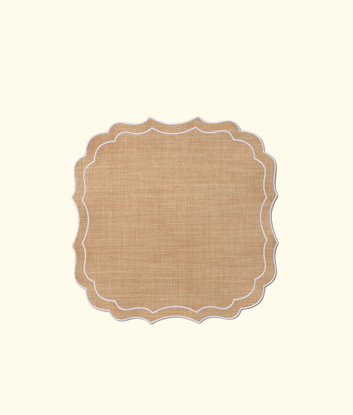 Scalloped Raffia Placemats, White
