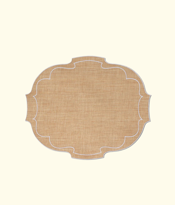 Frame Oval Raffia Placemats, White