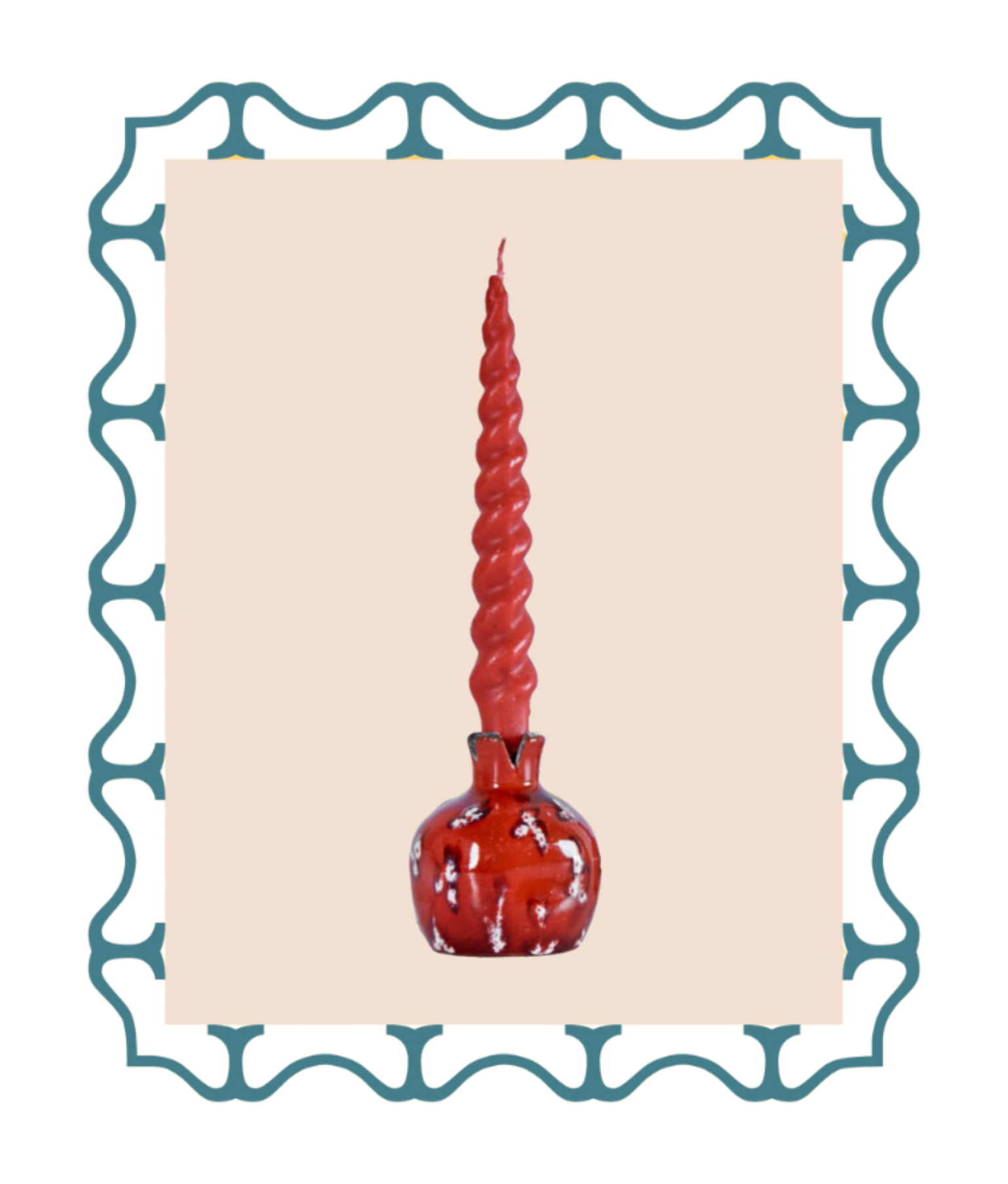 Pomegranate Candle Holder, Red