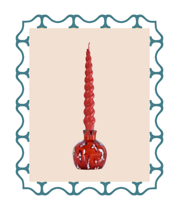 Pomegranate Candle Holder, Red