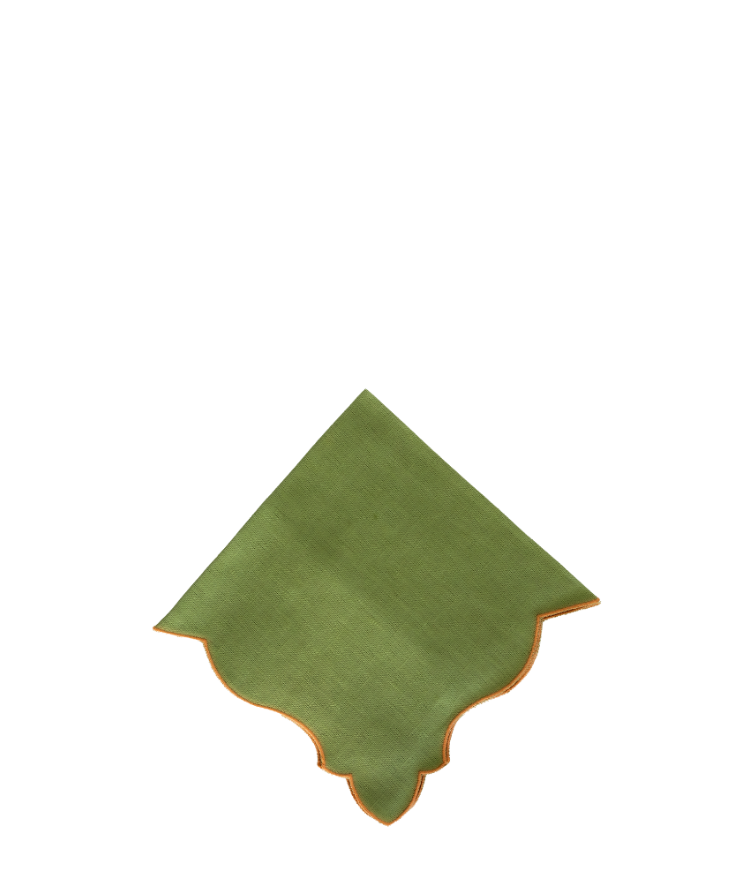 Scalloped Linen Napkin, Green