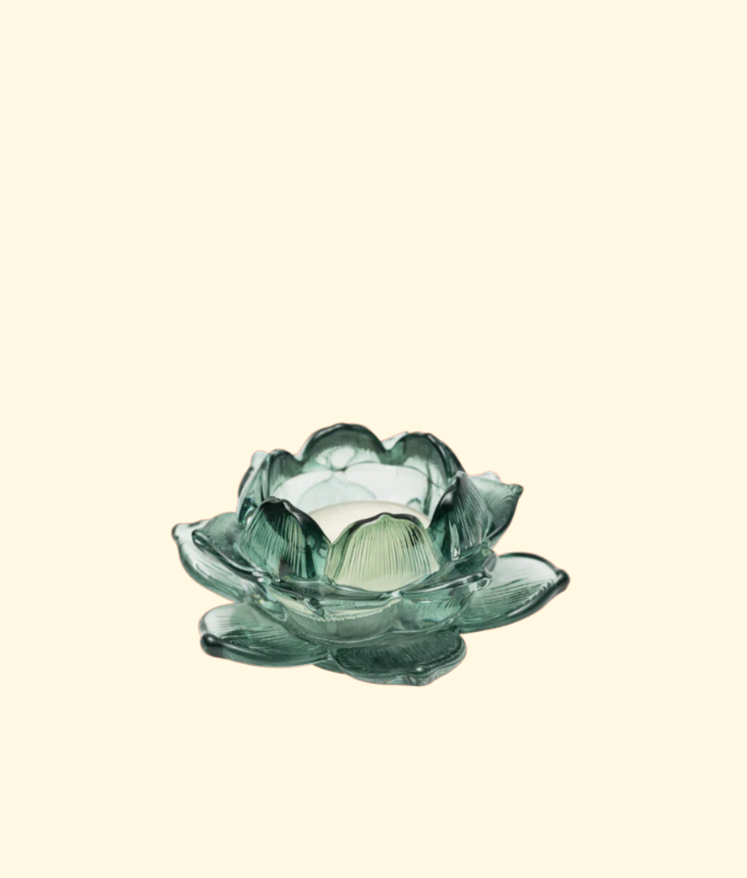 Floral Glass Candle Holder, Green