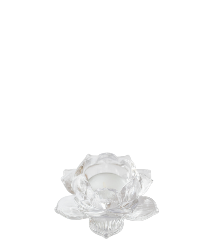 Floral Glass Candle Holder, Clear