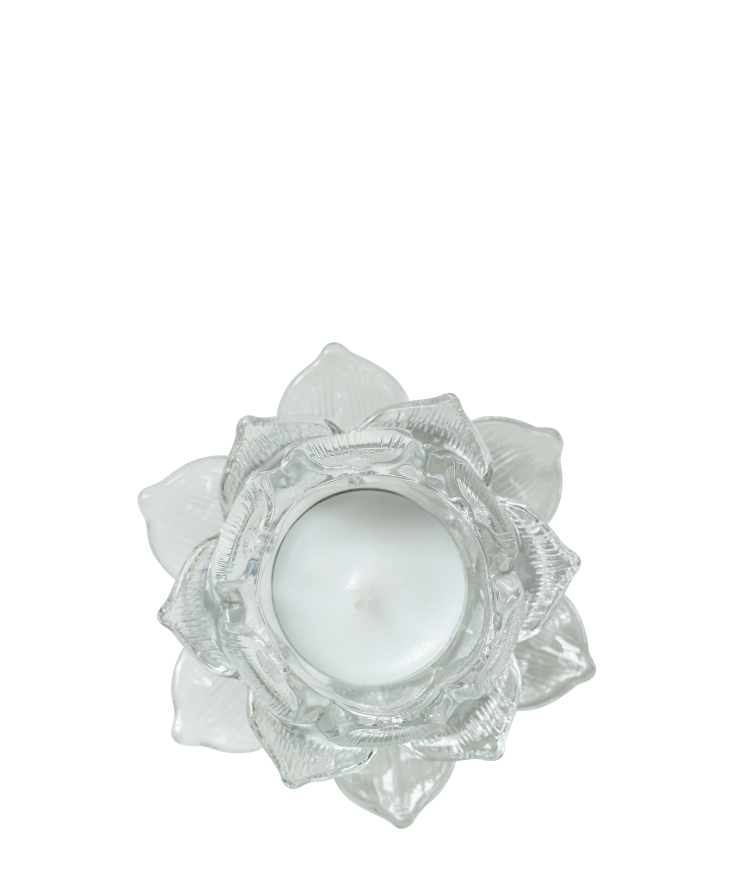 Floral Glass Candle Holder, Clear