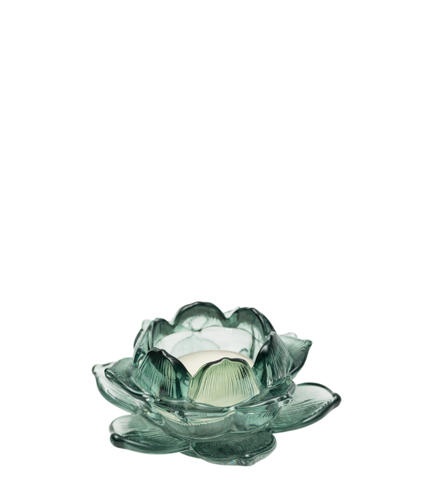 Floral Glass Candle Holder, Green