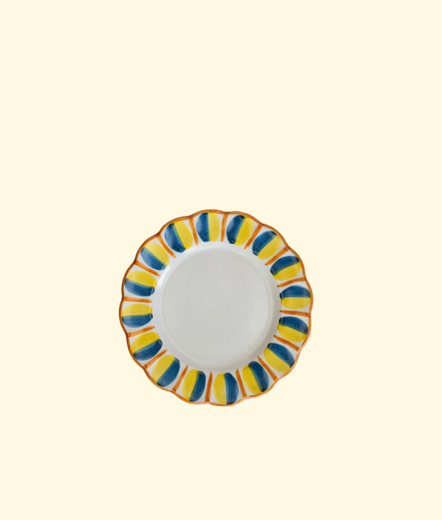 Italian Scallop Small Plate, Blue / Marigold