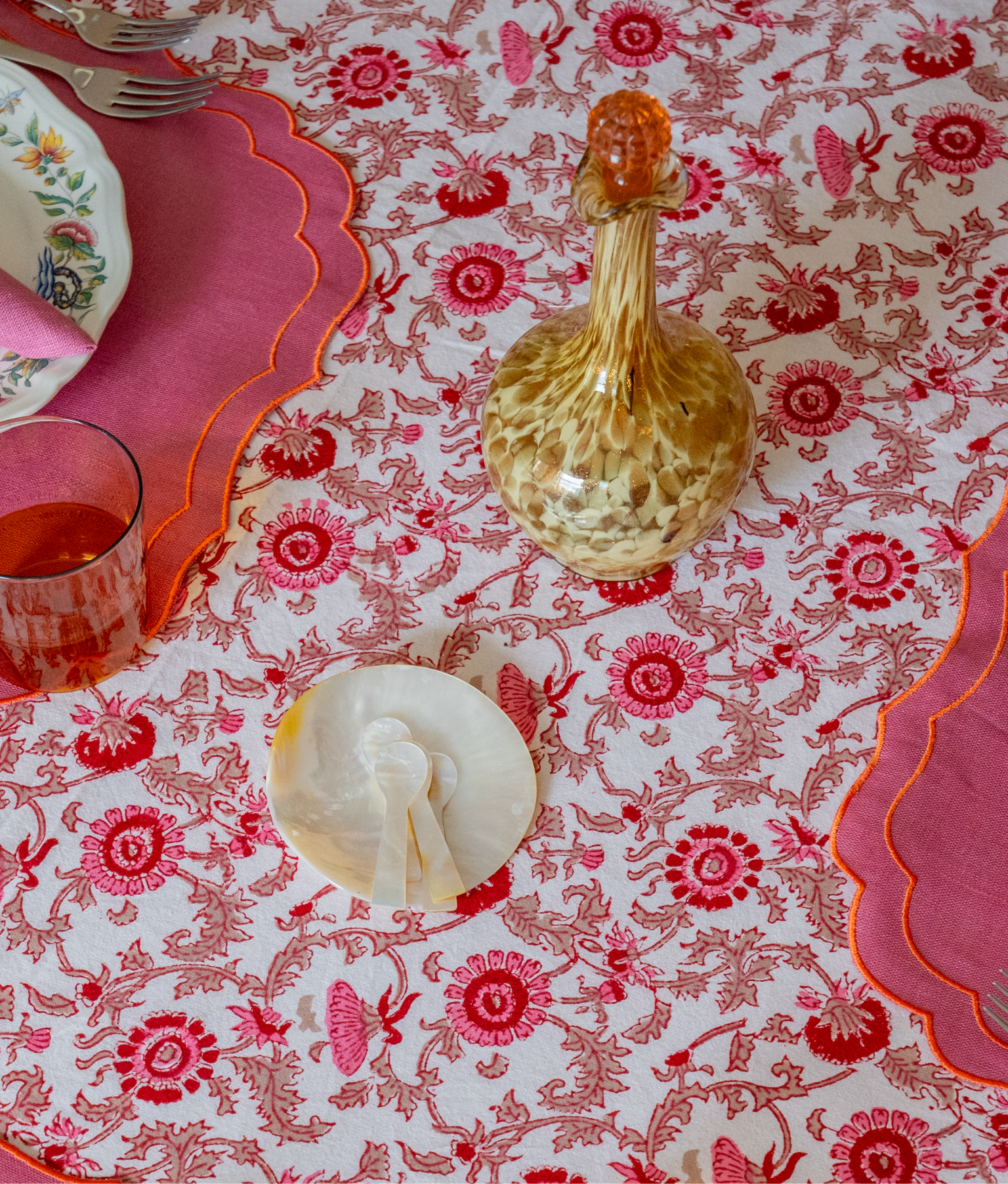 Pink Floral Tablecloth