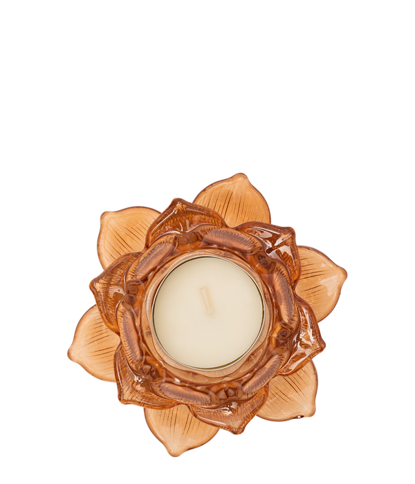 Amber, Floral Glass Candle Holder