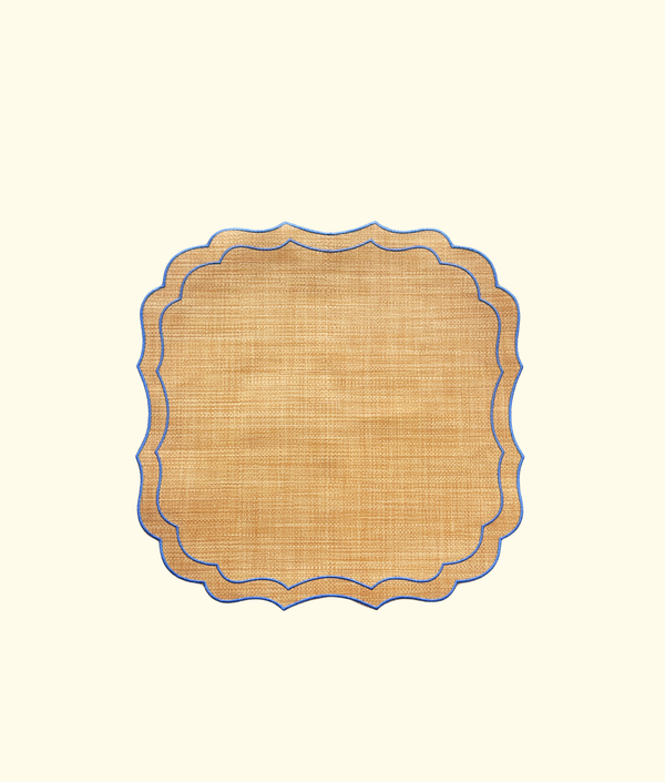 Scalloped Raffia Placemats, Azzurro