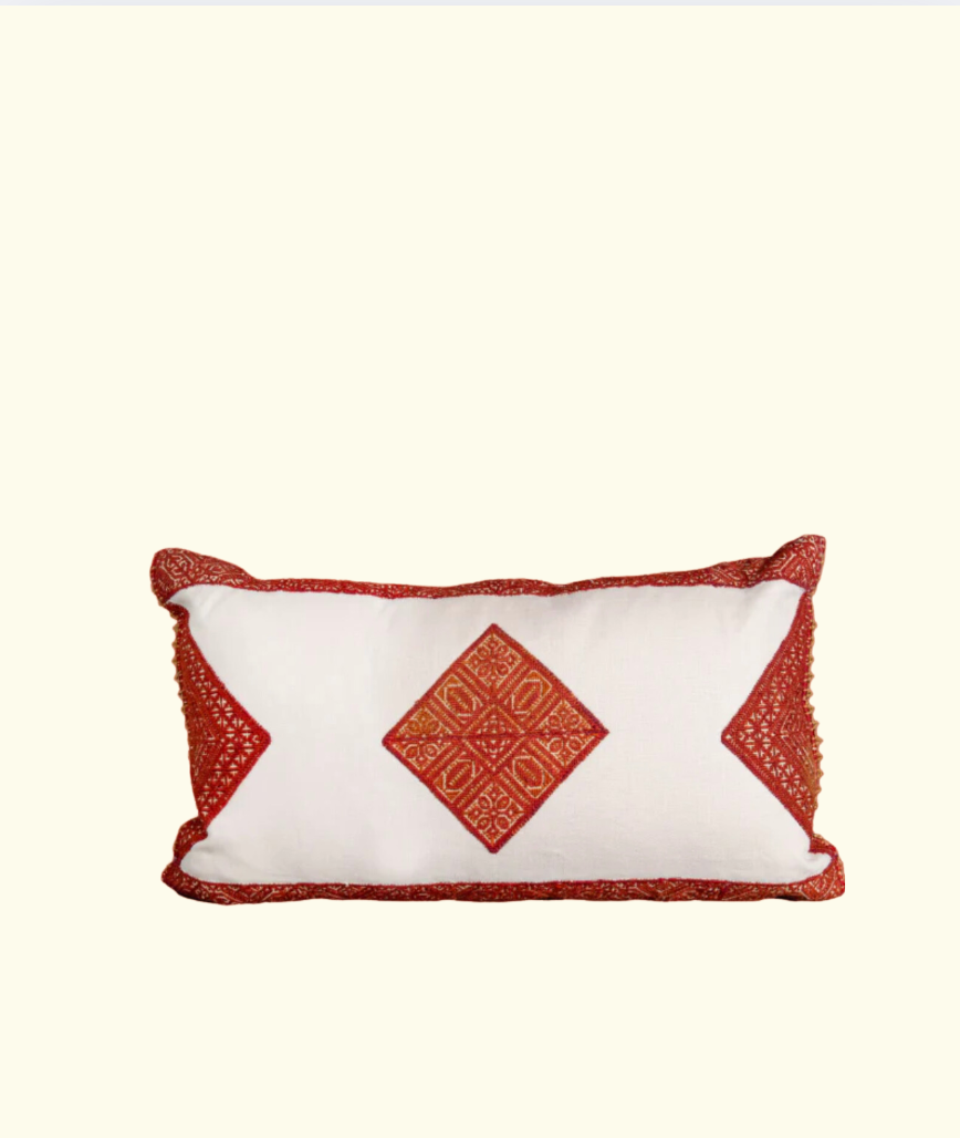 Bogart and Bergman Pillow, Ivory / Red