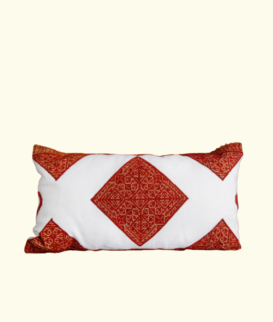 Medina of Fez Pillow, Ivory / Red