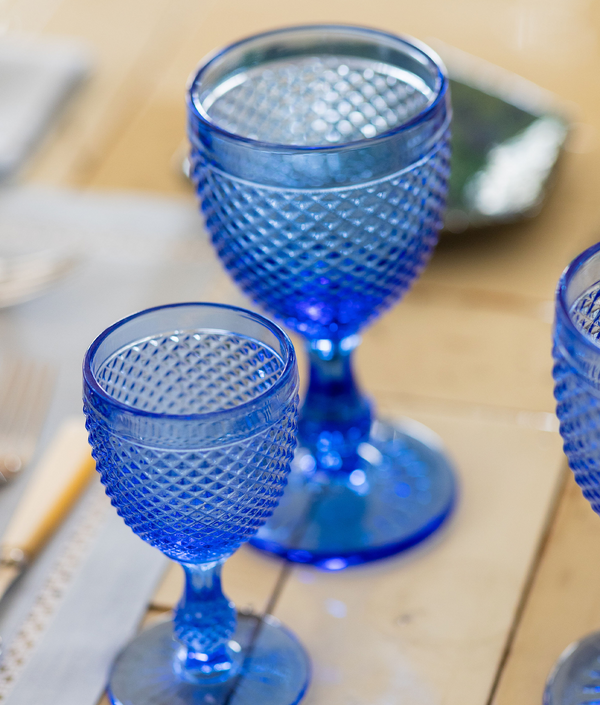 Light Blue, Stemmed Water Glass