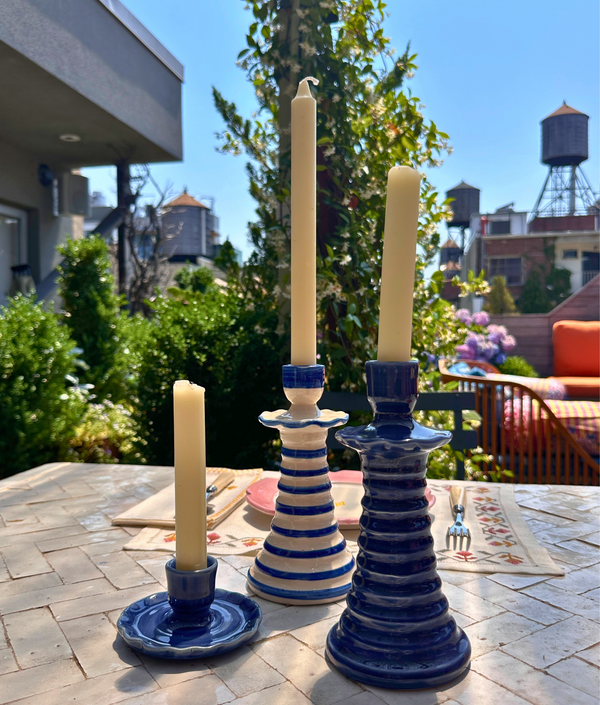 Ruffle Candleholder, Azul