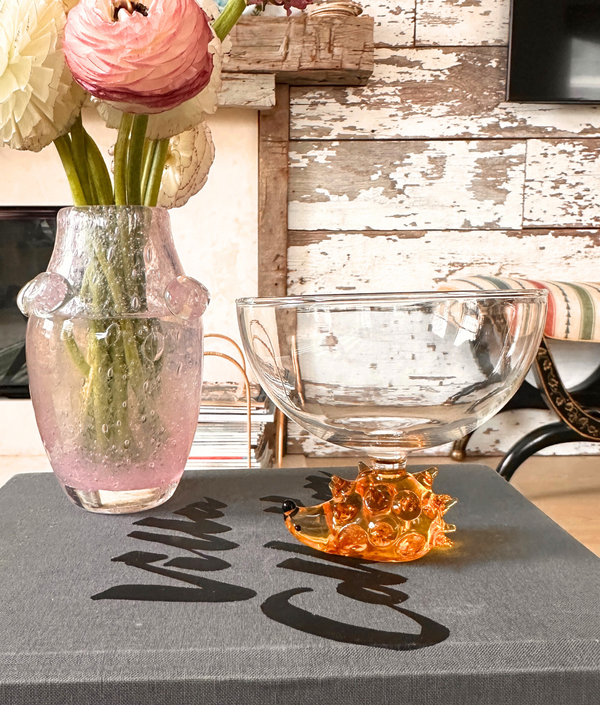 Glass Small Bowl, Amber Hedgehog