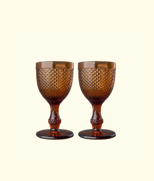 Stemmed Water Glass, Dark Amber