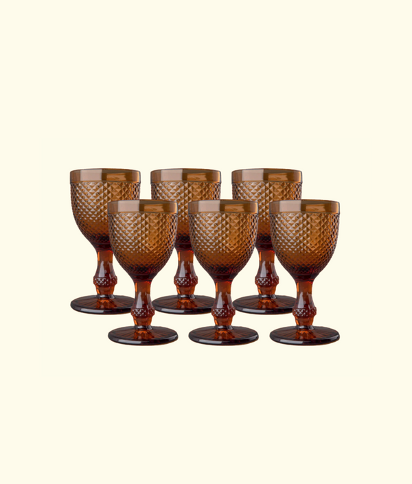 Stemmed Water Glass, Dark Amber