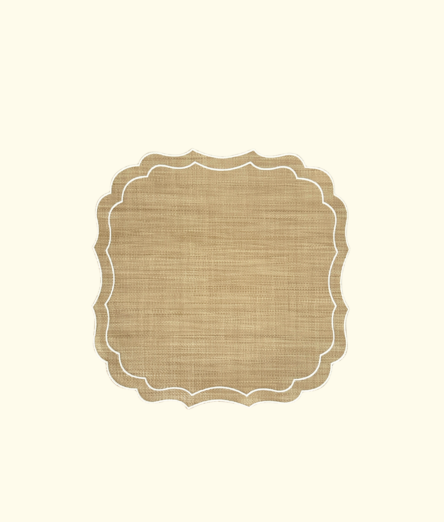Scalloped Raffia Placemats, White