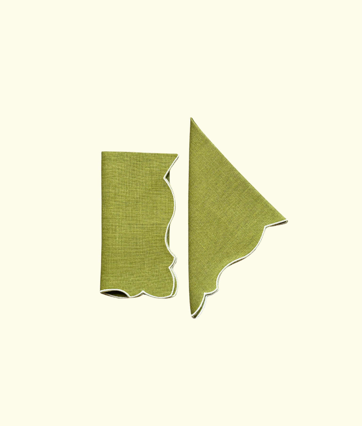 Angelina Linen Napkins, Olive / Ivory