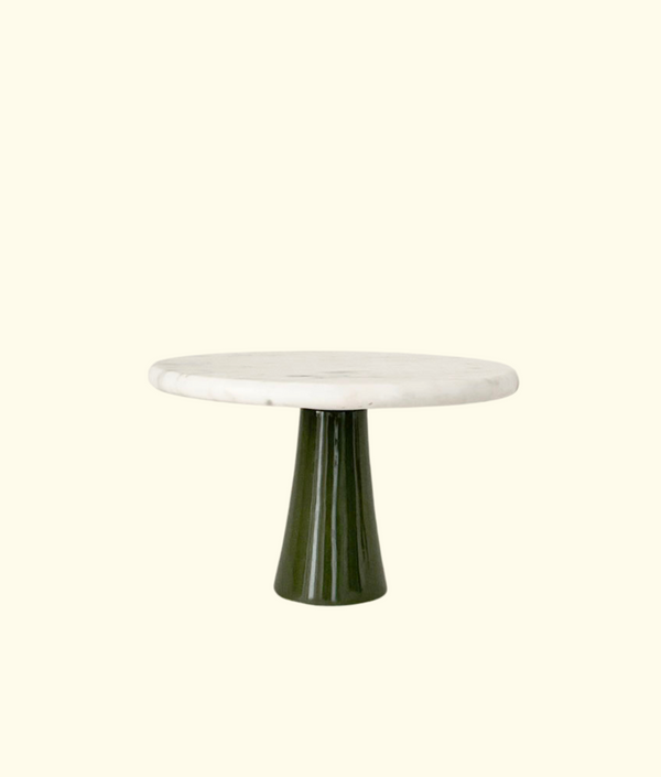 Roma Lacquered Marble Cake Stand, Olive