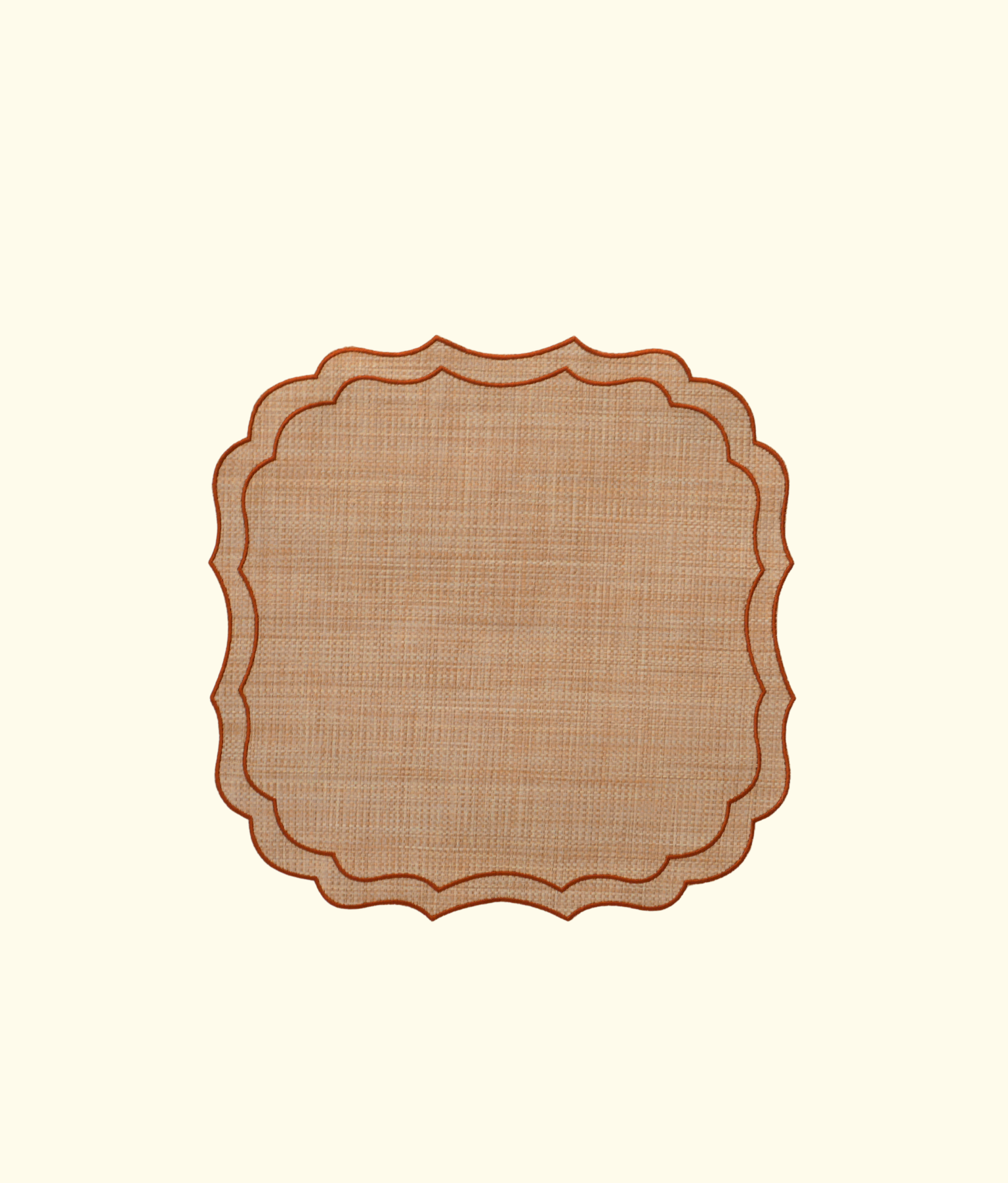 Scalloped Raffia Placemats, Crimson